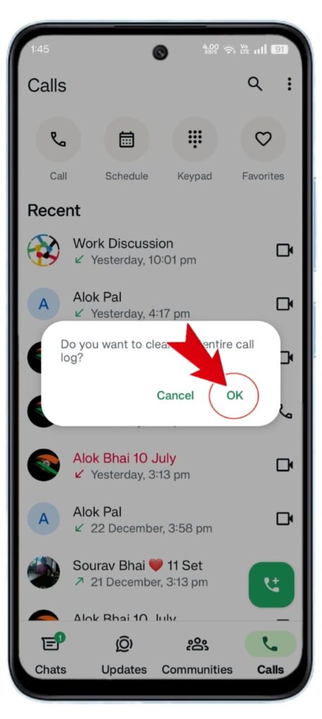 WhatsApp Par Call Log Delete Kaise Kare
