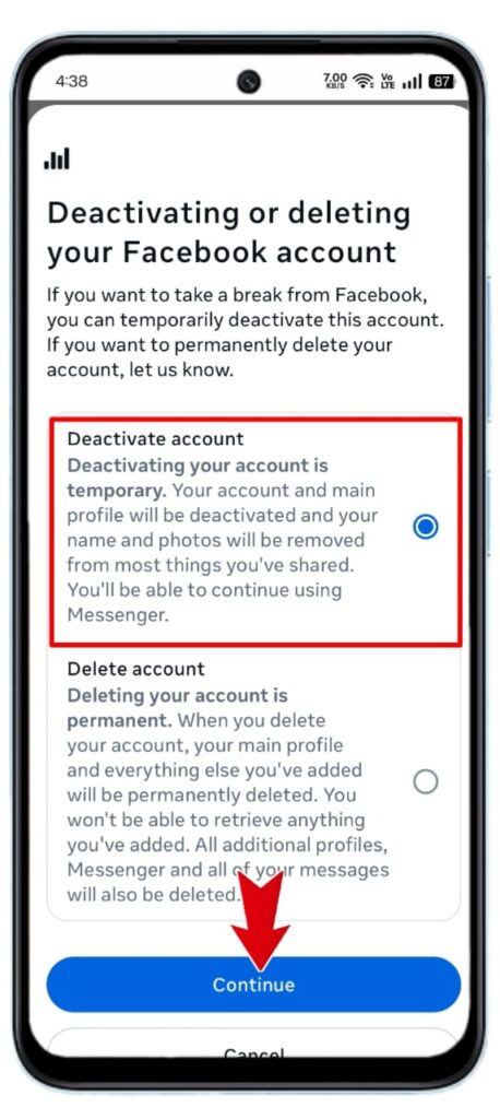 Facebook Account Deactivate कैसे करें 2026