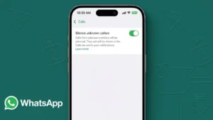 WhatsApp Silence Unknown Callers feature enabled in privacy settings to block spam calls.