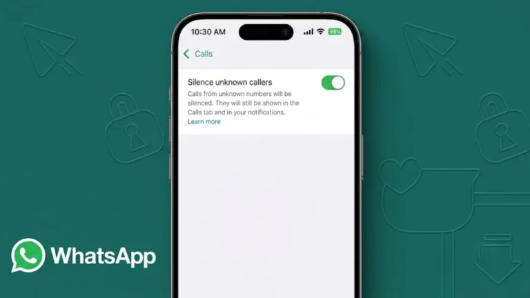 WhatsApp Silence Unknown Callers feature enabled in privacy settings to block spam calls.
